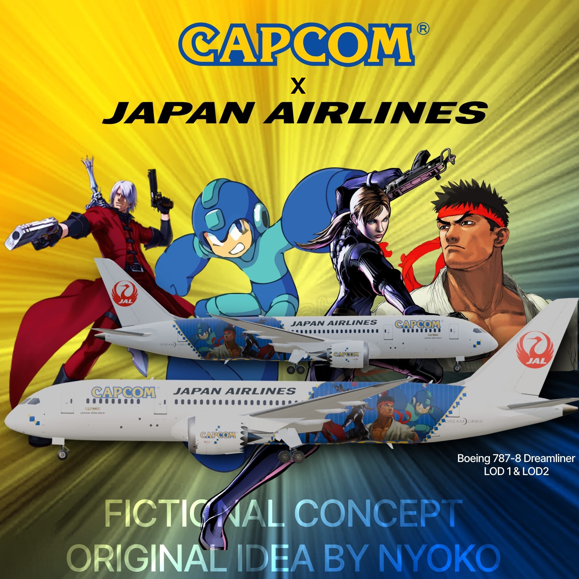 CAPCOM × Japan Airlines — Fictional Boeing 787-8 Concept - Paradox